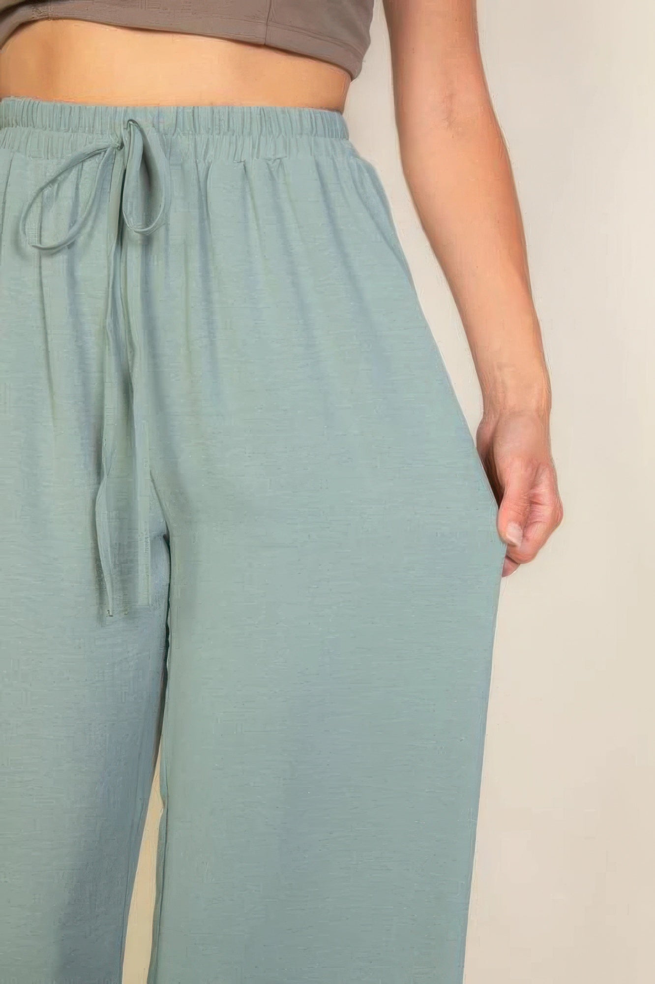 Drawstring Waist Wide Leg Minimalist Pants Marabella Inspirations Olive S